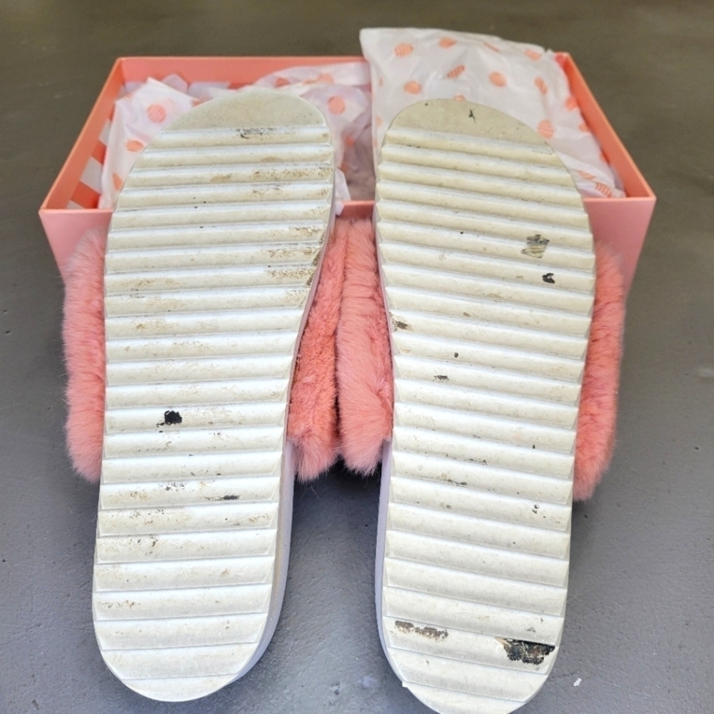 [EUC] Pink Fluffy Faux Fur Slides Slippers Platform Sandals Size 6.5 - Picture 8 of 12
